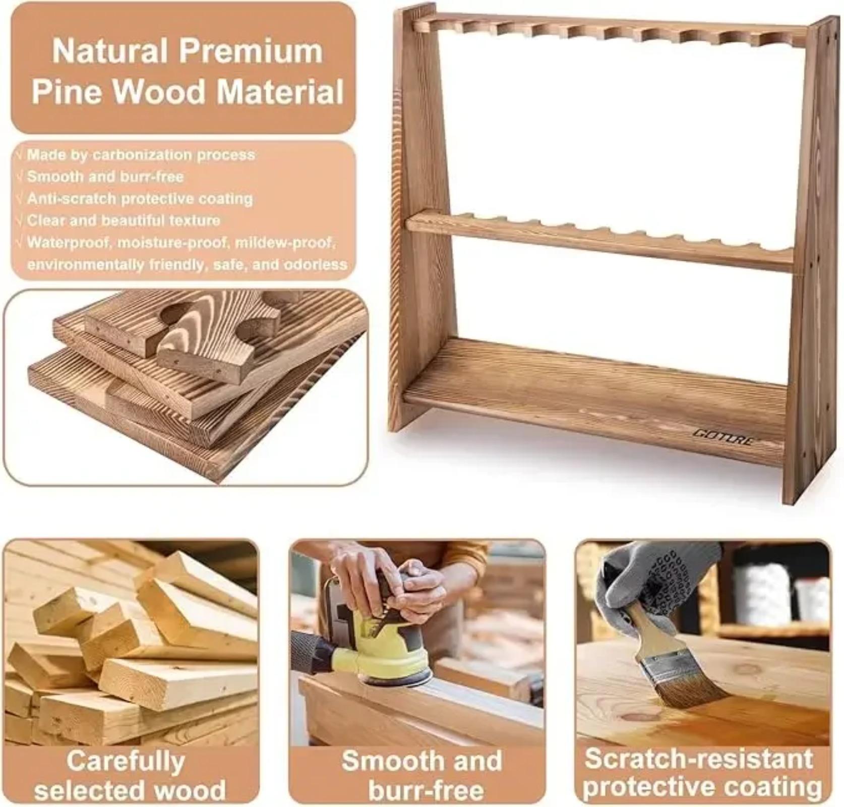 Goture Carbonized Pine Wood Fi - Fishing Rod Rack 리뷰 및 가격