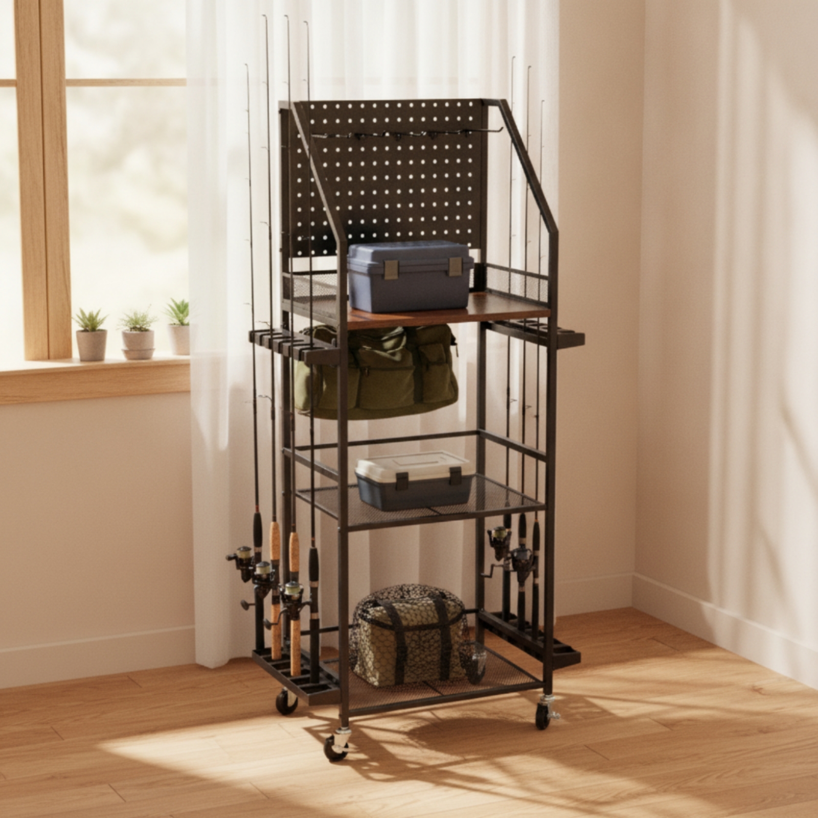 Fishing Rod Rack with Pegboard - Fishing Rod Rack 리뷰 및 가격