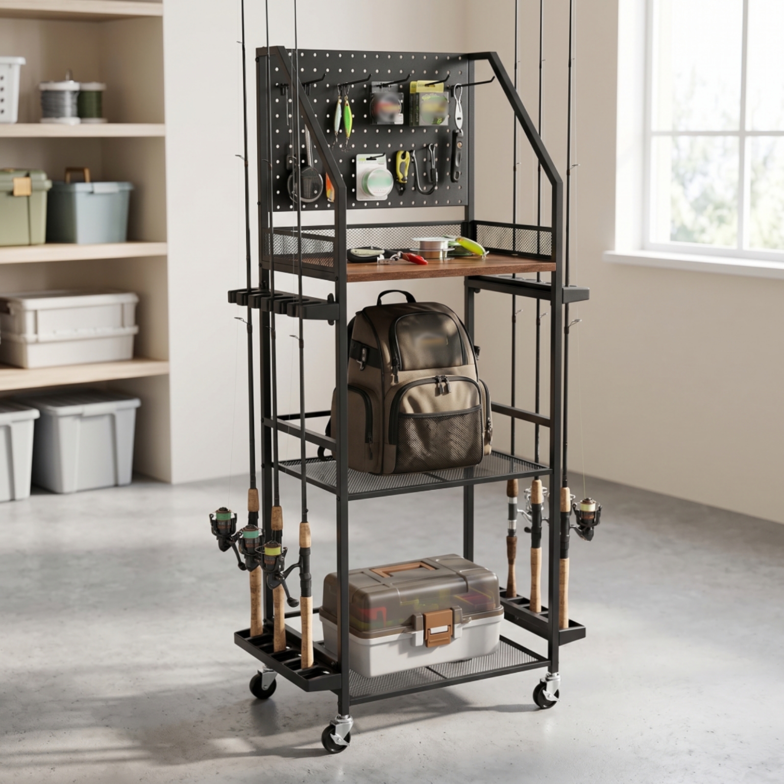 Fishing Rod Rack with Pegboard - Fishing Rod Rack 리뷰 및 가격